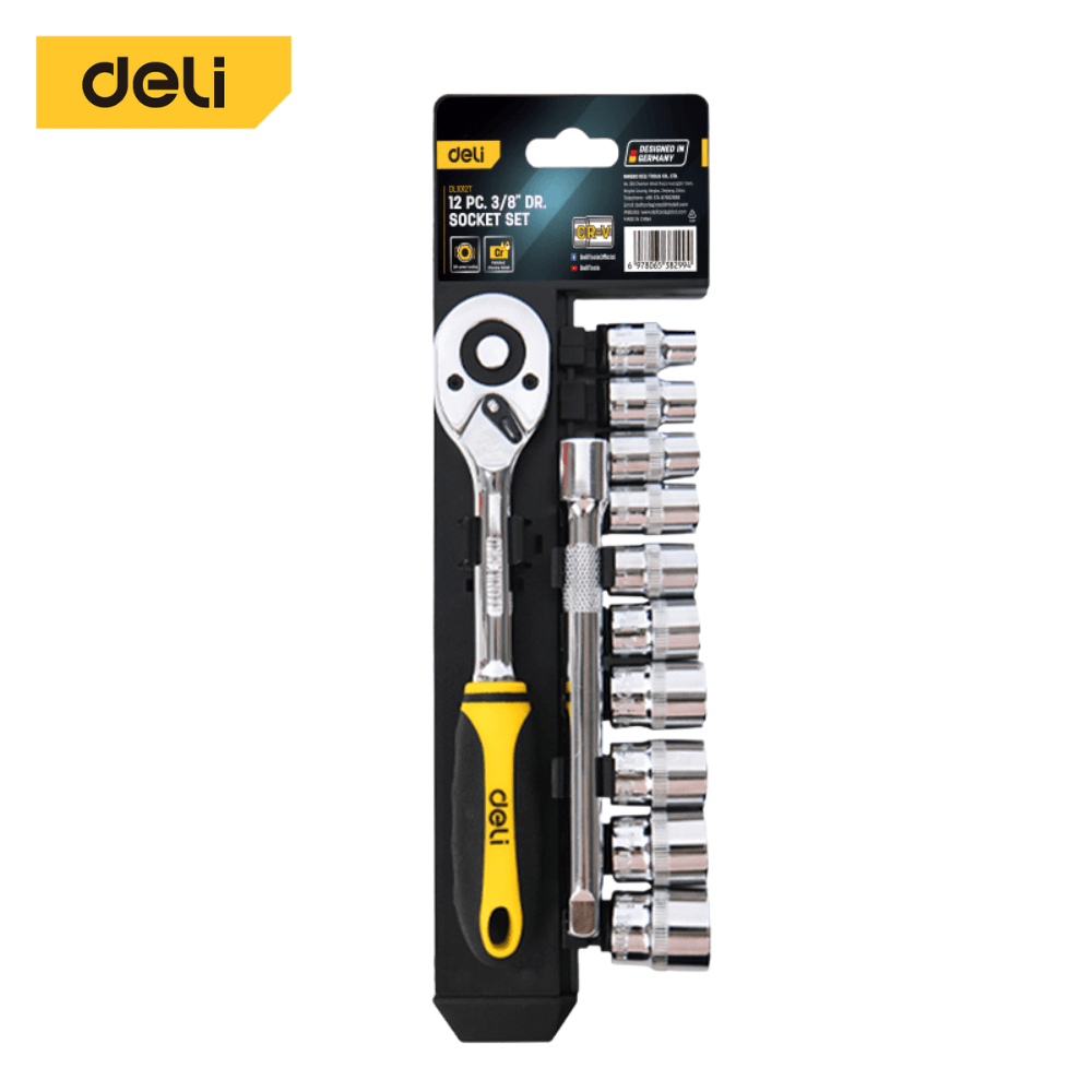 ชุดประเเจ DELI EDL1012T-YL-01 12 ชิ้น 3/8 นิ้ว